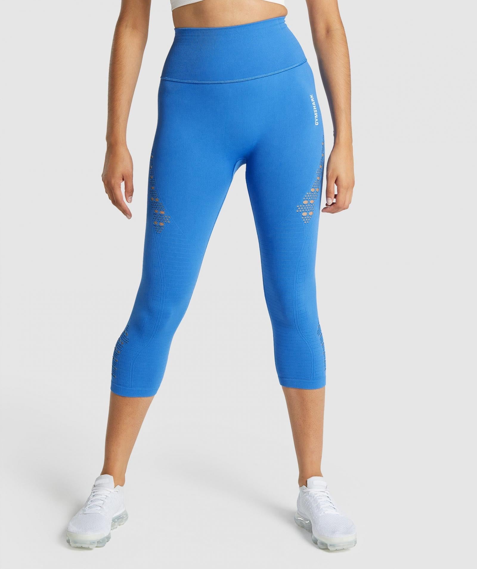 Gymshark Energy Seamless Cropped Blue Leggings TamprĖs Pamaiva