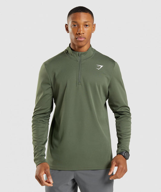 GYMSHARK ARRIVAL 1/4 ZIP PULLOVER ARMY GREEN SPORTINĖ PALAIDINĖ