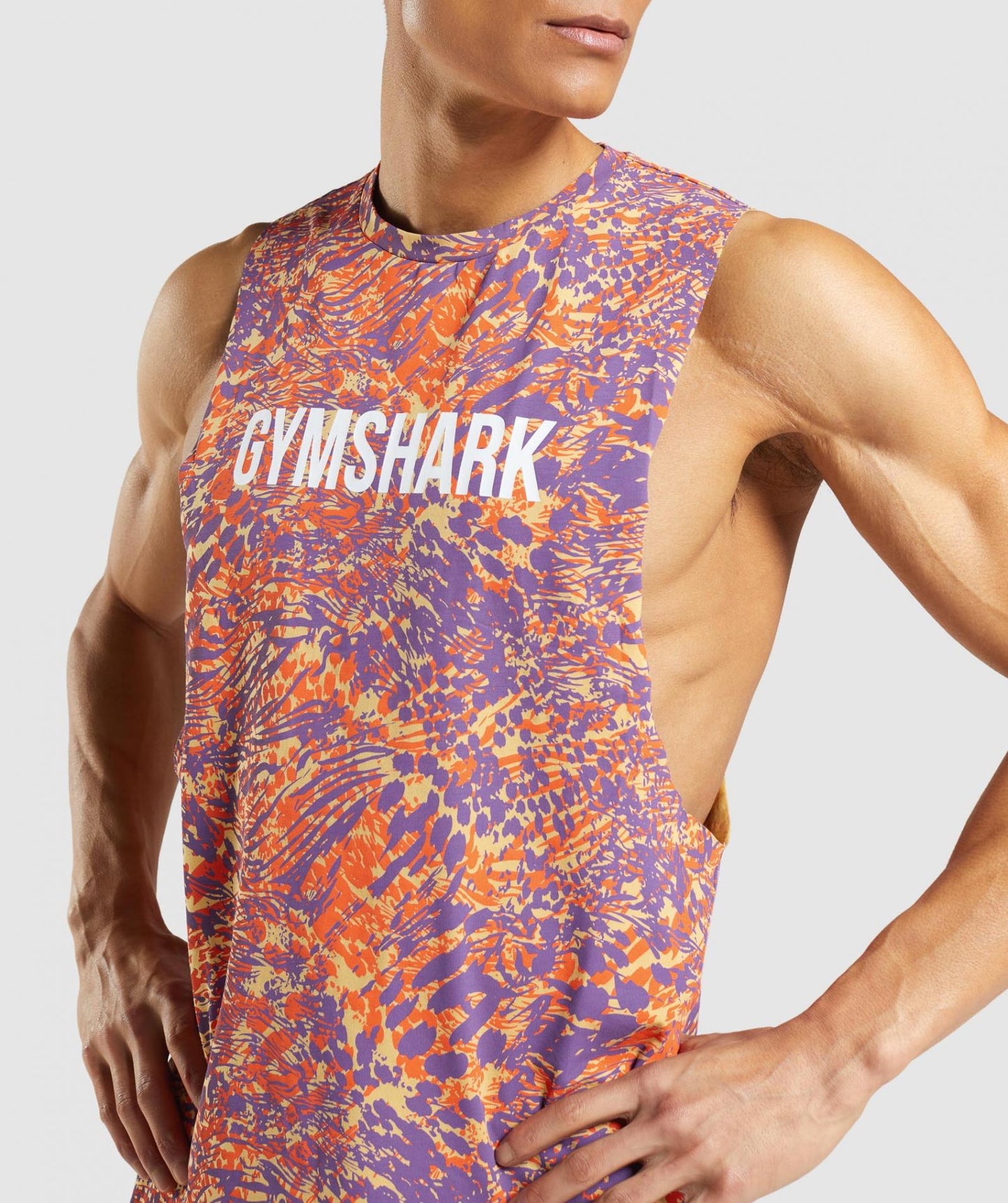 GYMSHARK ANIMAL PRINT DROP ARM TANK LIGHT MIXED PRINT SPORTINĖ PALAIDINĖ