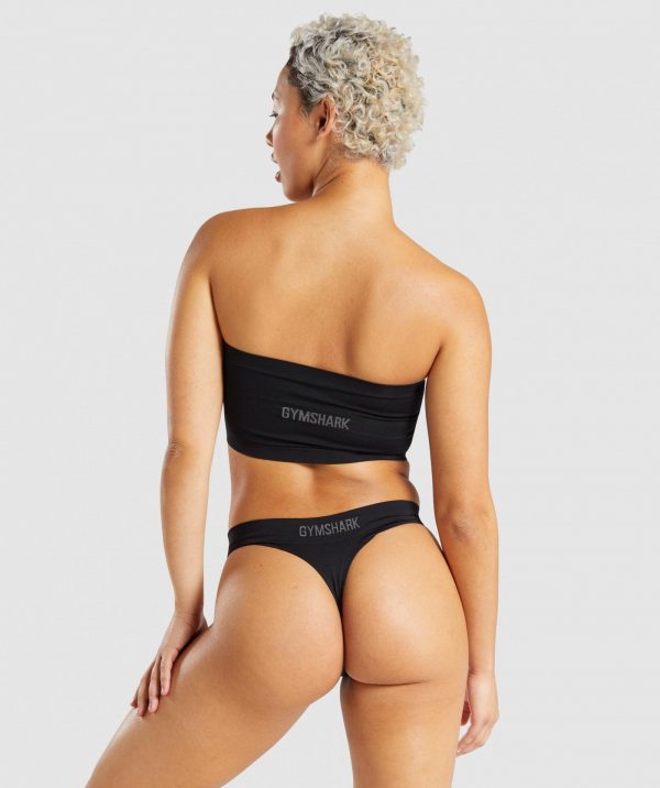 GYMSHARK SEAMLESS BANDEAU BLACK LIEMENĖLĖ
