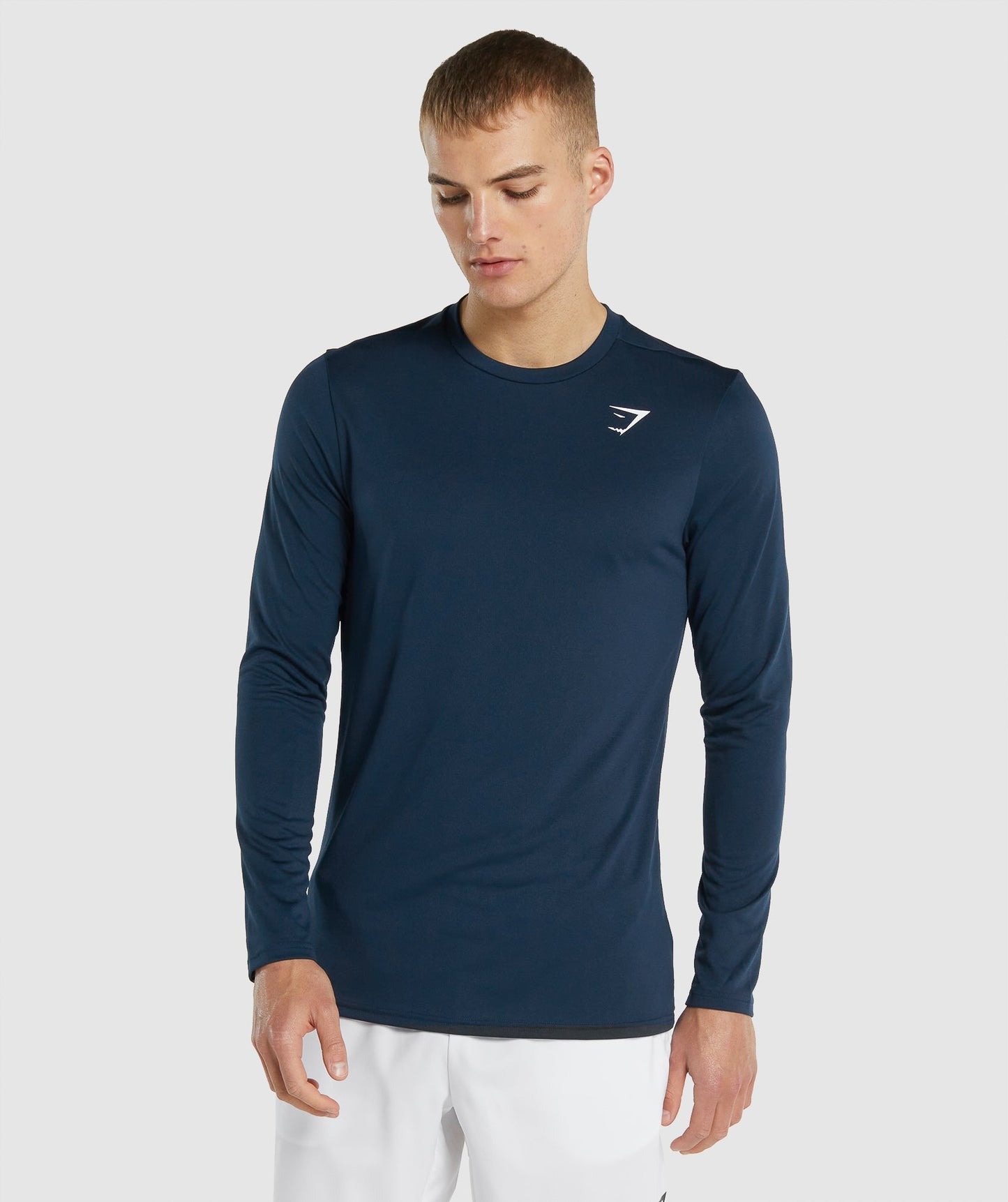 GYMSHARK ARRIVAL SEAMLESS LONG SLEEVE NAVY SPORTINĖ PALAIDINĖ