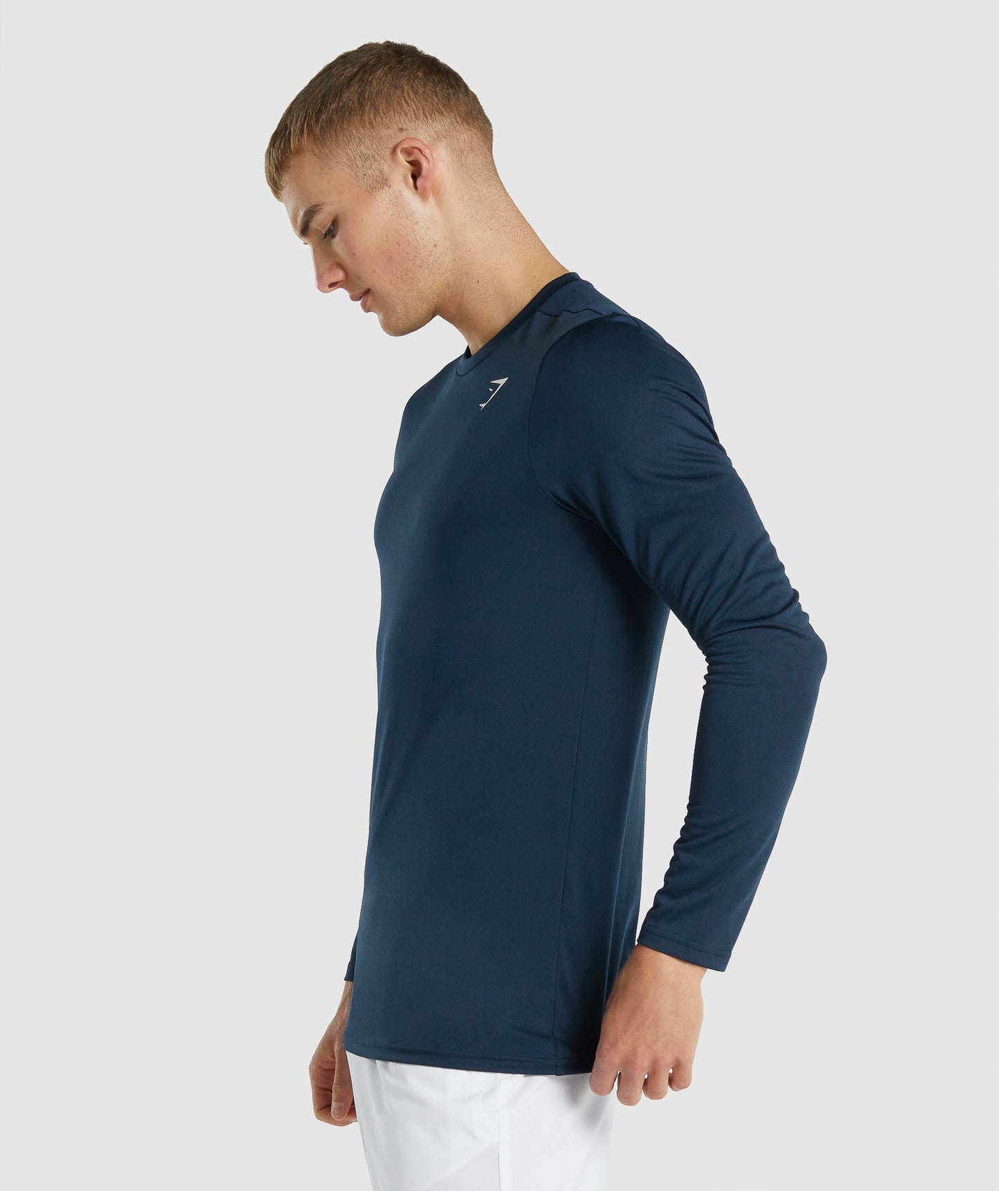 GYMSHARK ARRIVAL SEAMLESS LONG SLEEVE NAVY SPORTINĖ PALAIDINĖ