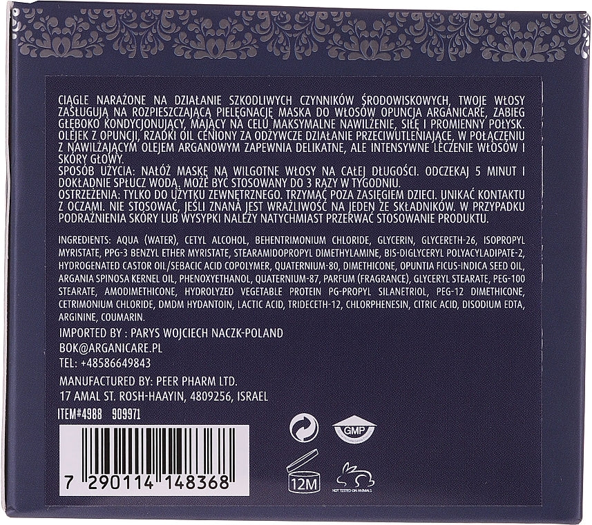 ARGANICARE Prickly Pear intensyviai atkurianti plaukų kaukė 500ml.