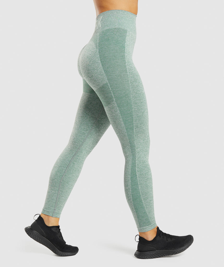 GYMSHARK FLEX HIGH WASTED GREEN MARL LEGGINGS TAMPRĖS