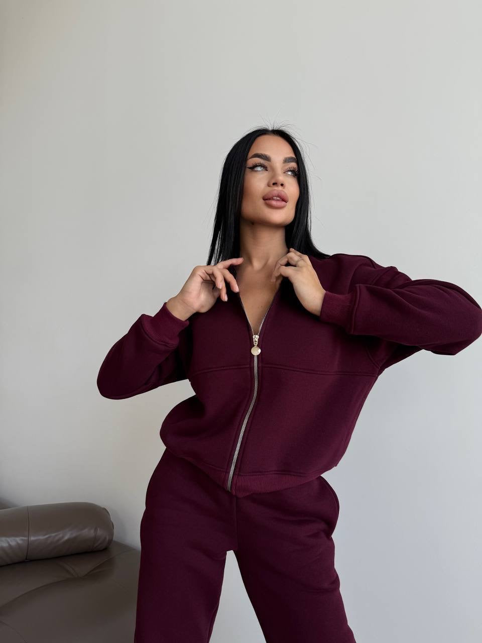 BOMBER SET 766 BURGUNDY KOMPLEKTAS