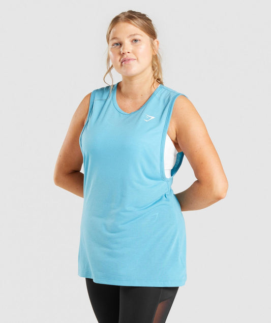 GYMSHARK TRAINING DROP ARM TANK BLUE SKY SPORTINĖ PALAIDINĖ