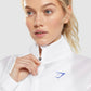 GYMSHARK PULSE WOVEN JACKET WHITE BLUE STRIUKĖ