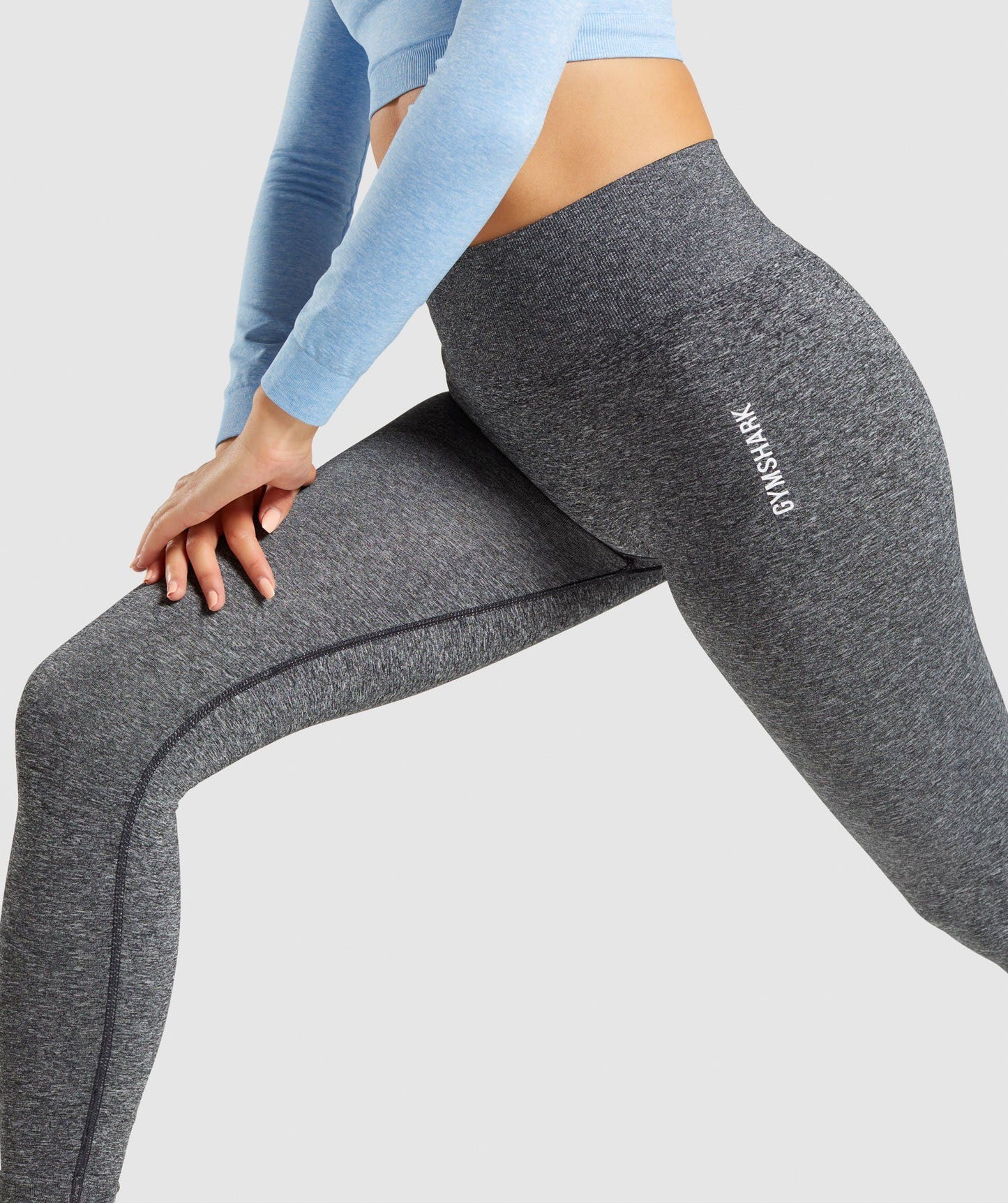 GYMSHARK ADAPT MARL SEAMLESS LEGGINGS BLACK GREY TAMPRĖS