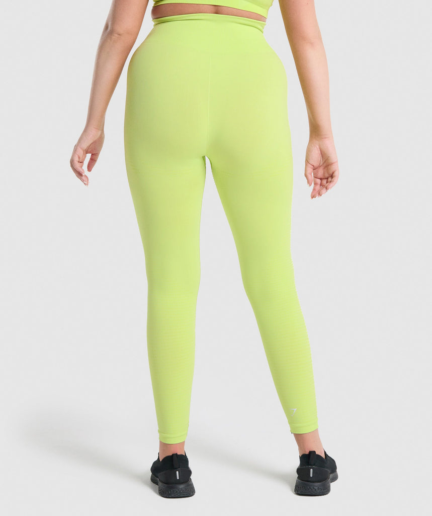 GYMSHARK VITAL SEAMLESS LIME LEGGINGS + T-SHIRT SET KOMPLEKTAS