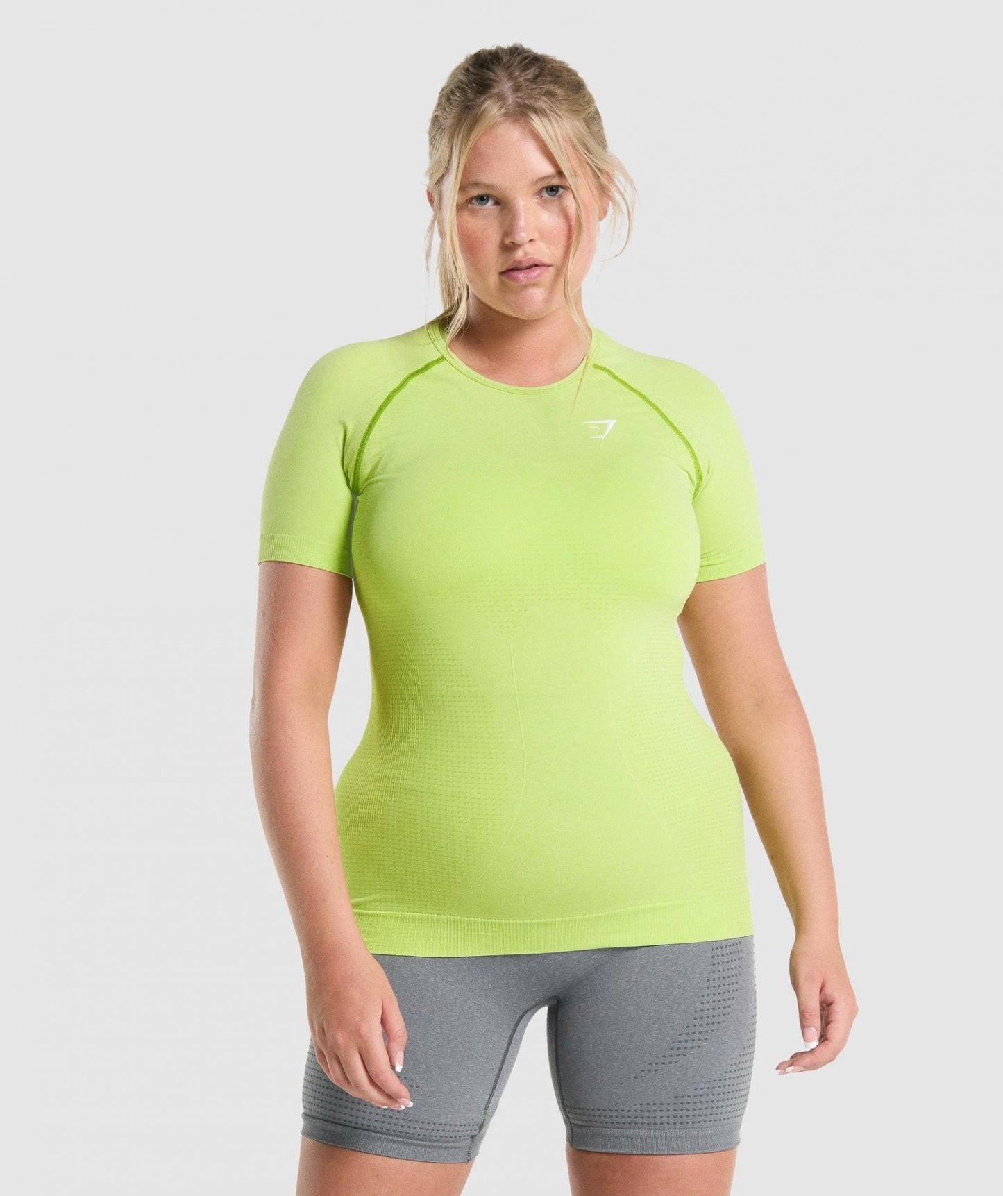 GYMSHARK VITAL SEAMLESS LIME LEGGINGS + T-SHIRT SET KOMPLEKTAS