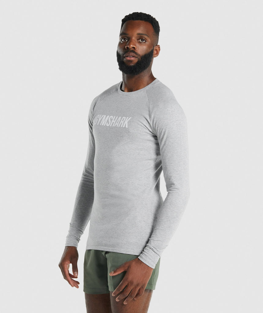 GYMSHARK APOLLO LONG SLEEVE LIGHT GREY SPORTINĖ PALAIDINĖ