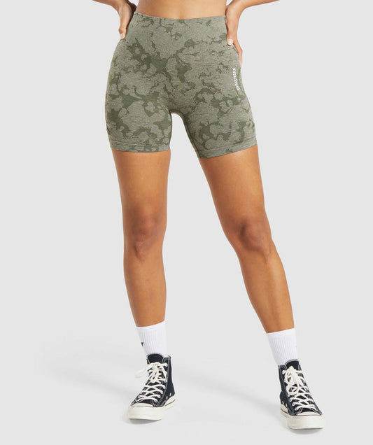 GYMSHARK ADAPT CAMO SEAMLESS DARK GREEN ŠORTAI