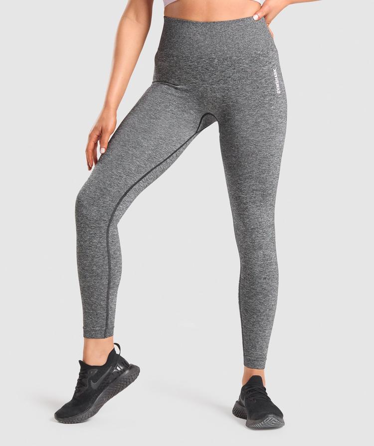 GYMSHARK ADAPT MARL SEAMLESS LEGGINGS BLACK GREY TAMPRĖS