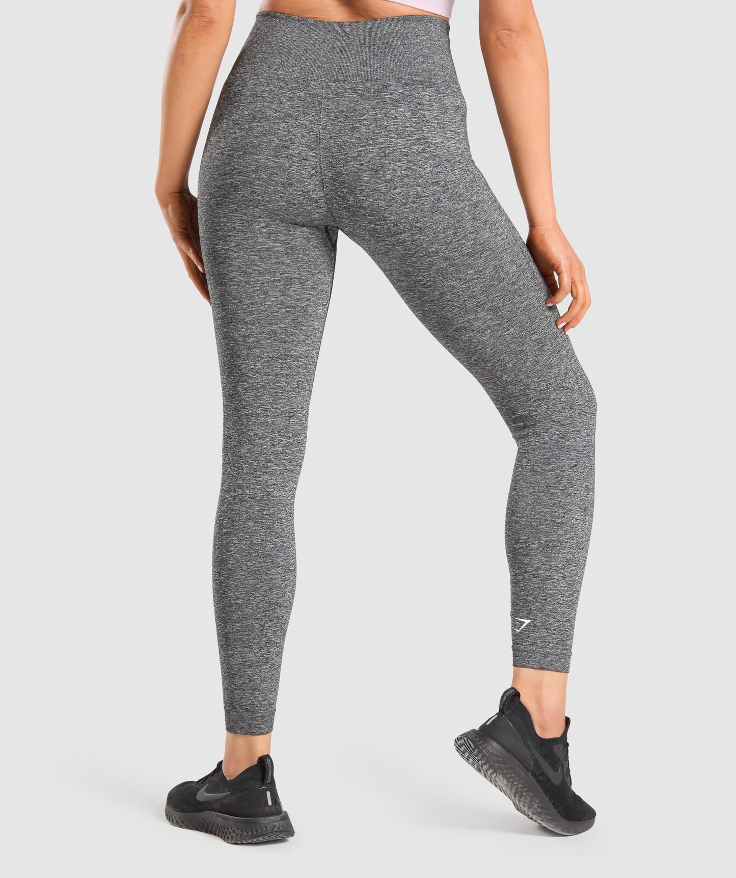 GYMSHARK ADAPT MARL SEAMLESS LEGGINGS BLACK GREY TAMPRĖS