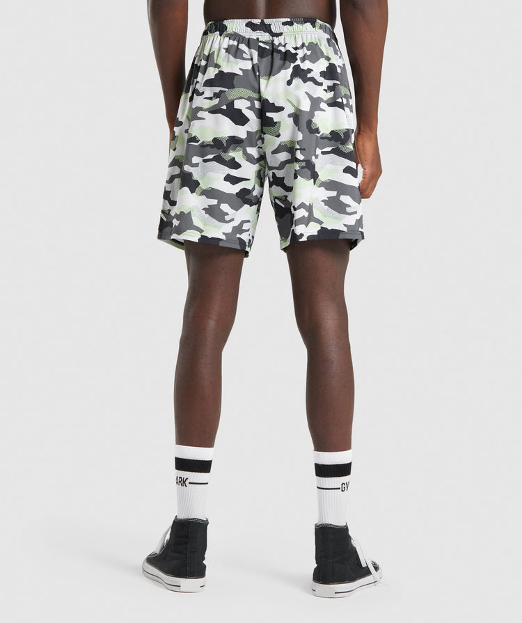 GYMSHARK ARRIVAL ARMY WHITE & GREY ŠORTAI