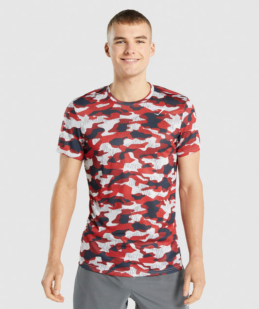 GYMSHARK ARRIVAL SLIM RED PRINT SPORTINĖ PALAIDINĖ