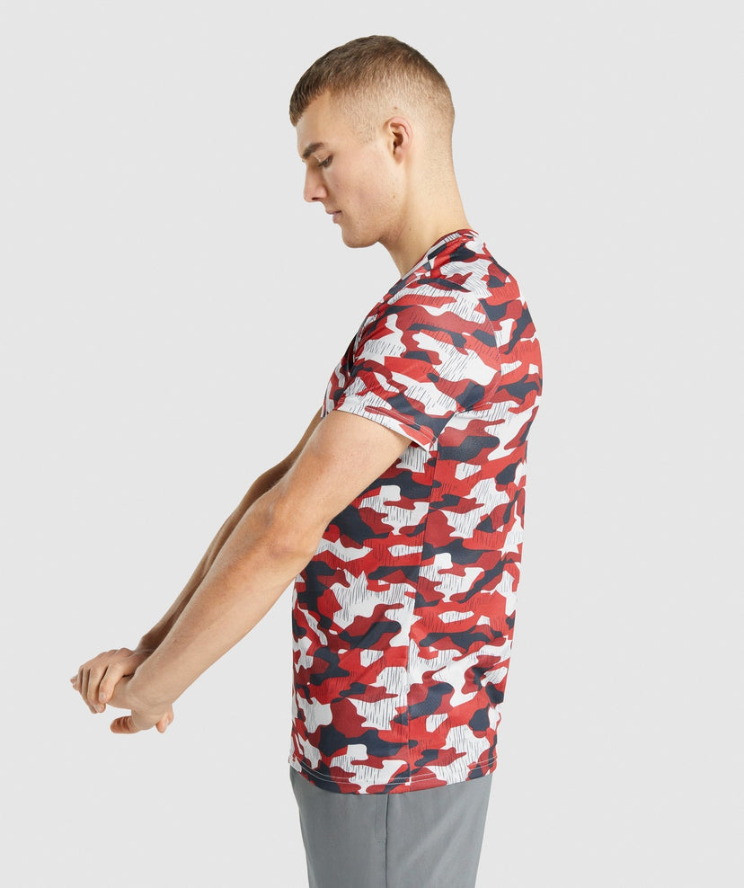 GYMSHARK ARRIVAL SLIM RED PRINT SPORTINĖ PALAIDINĖ