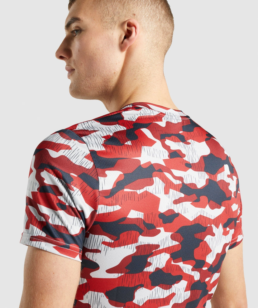 GYMSHARK ARRIVAL SLIM RED PRINT SPORTINĖ PALAIDINĖ