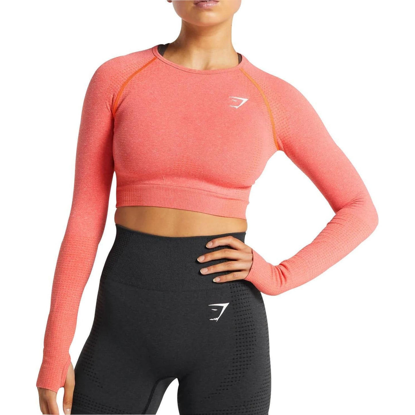 GYMSHARK VITAL SEAMLESS NEON PINK LEGGINGS + CROP TOP SET KOMPLEKTAS