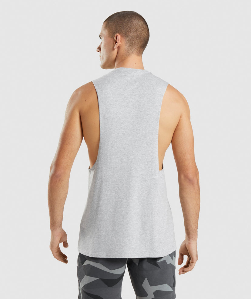 GYMSHARK CRITICAL 2.0 DROP ARM TANK LIGHT GREY SPORTINĖ PALAIDINĖ