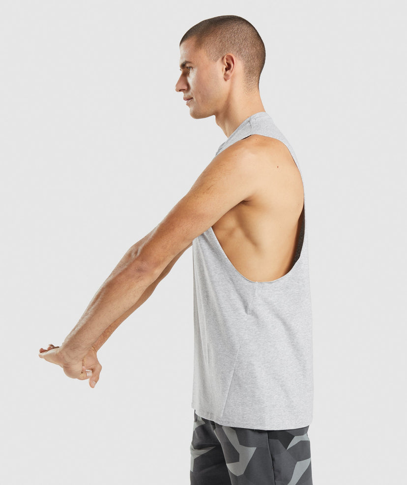 GYMSHARK CRITICAL 2.0 DROP ARM TANK LIGHT GREY SPORTINĖ PALAIDINĖ