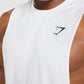 GYMSHARK CRITICAL 2.0 DROP ARM TANK WHITE SPORTINĖ PALAIDINĖ