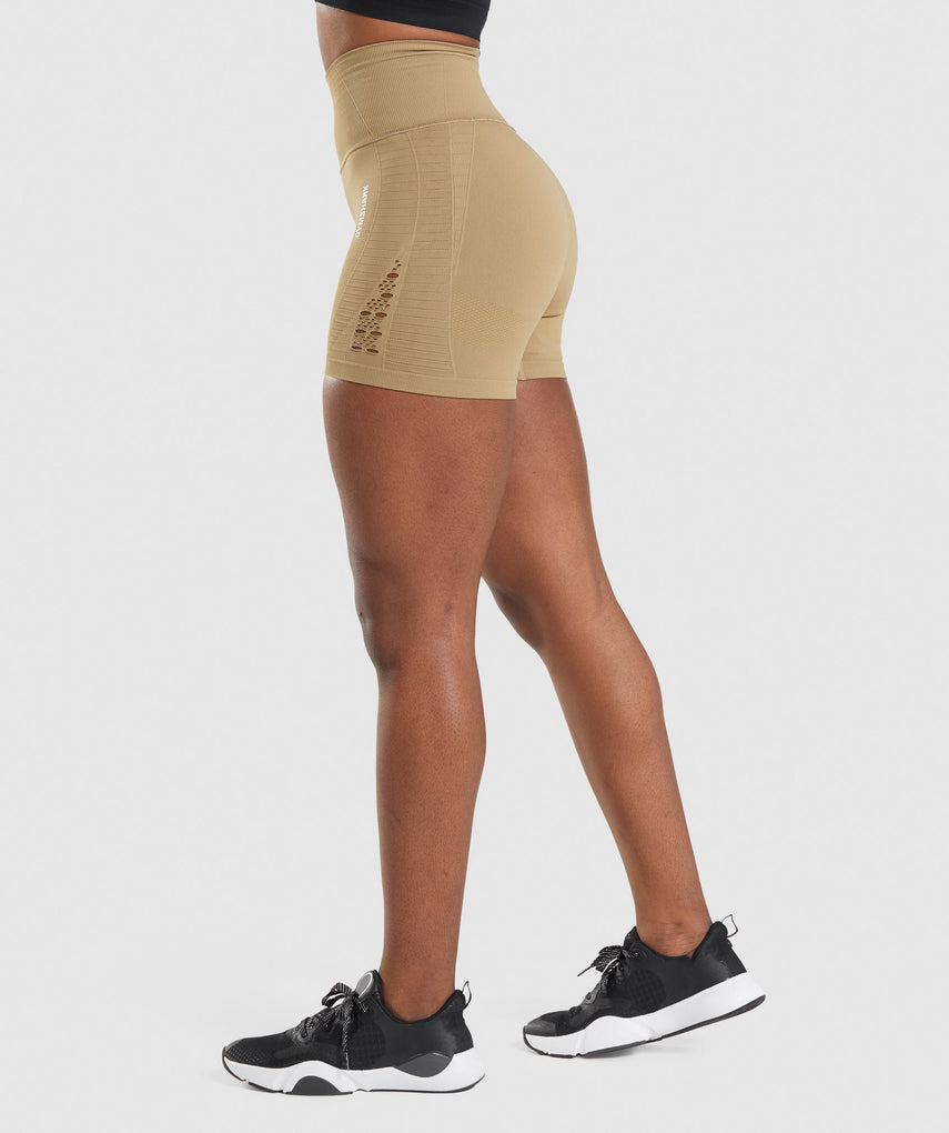 GYMSHARK ENERGY SEAMLESS COOKIE BROWN ŠORTAI