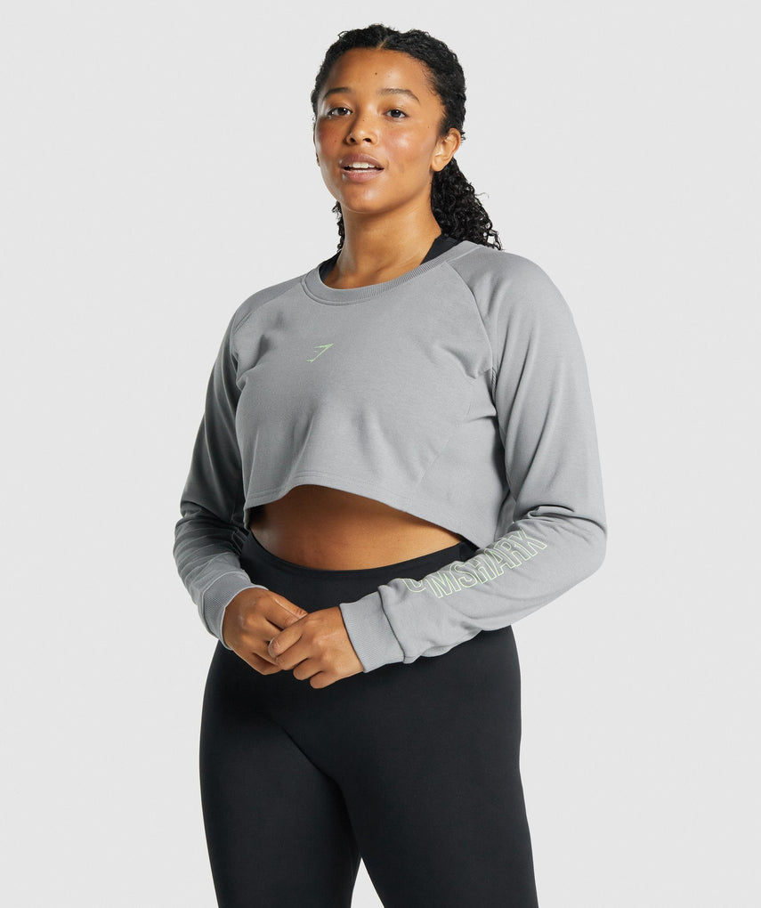 GYMSHARK APOLLO GRAPHIC CROPPED GREY DŽEMPERIS