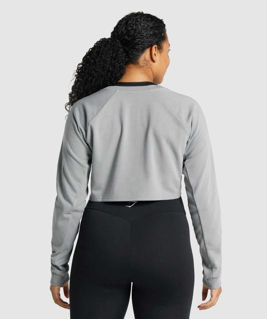GYMSHARK APOLLO GRAPHIC CROPPED GREY DŽEMPERIS
