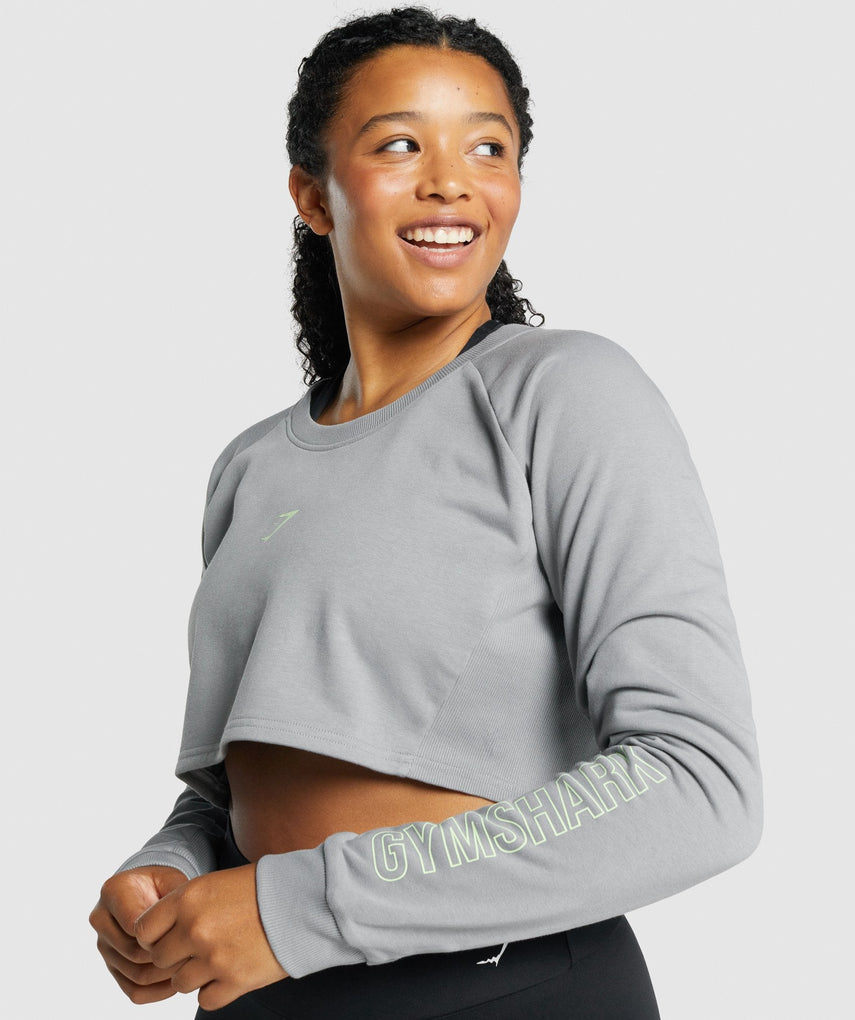 GYMSHARK APOLLO GRAPHIC CROPPED GREY DŽEMPERIS