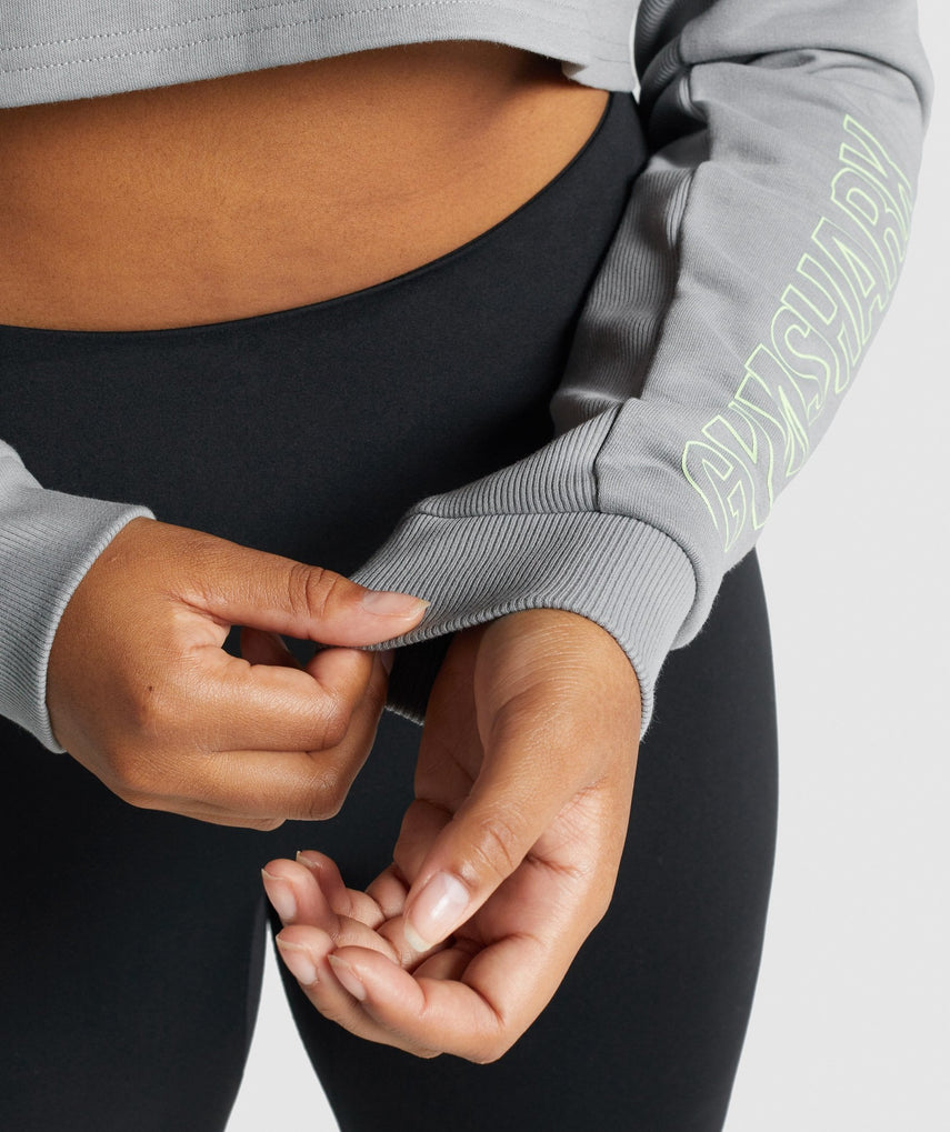 GYMSHARK APOLLO GRAPHIC CROPPED GREY DŽEMPERIS