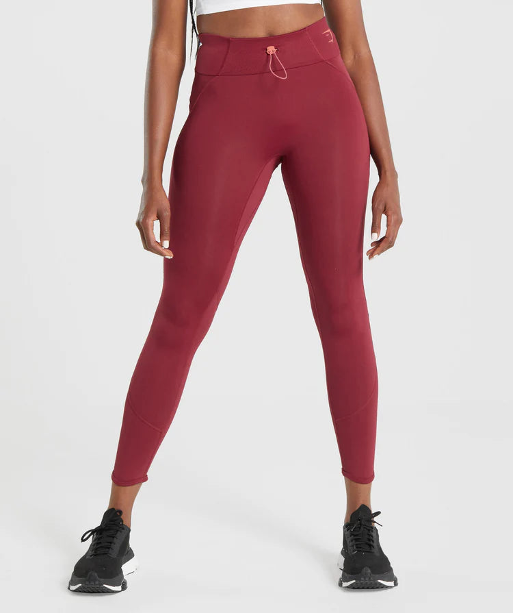 GYMSHARK PULSE MESH LEGGINGS  DARK RED TAMPRĖS