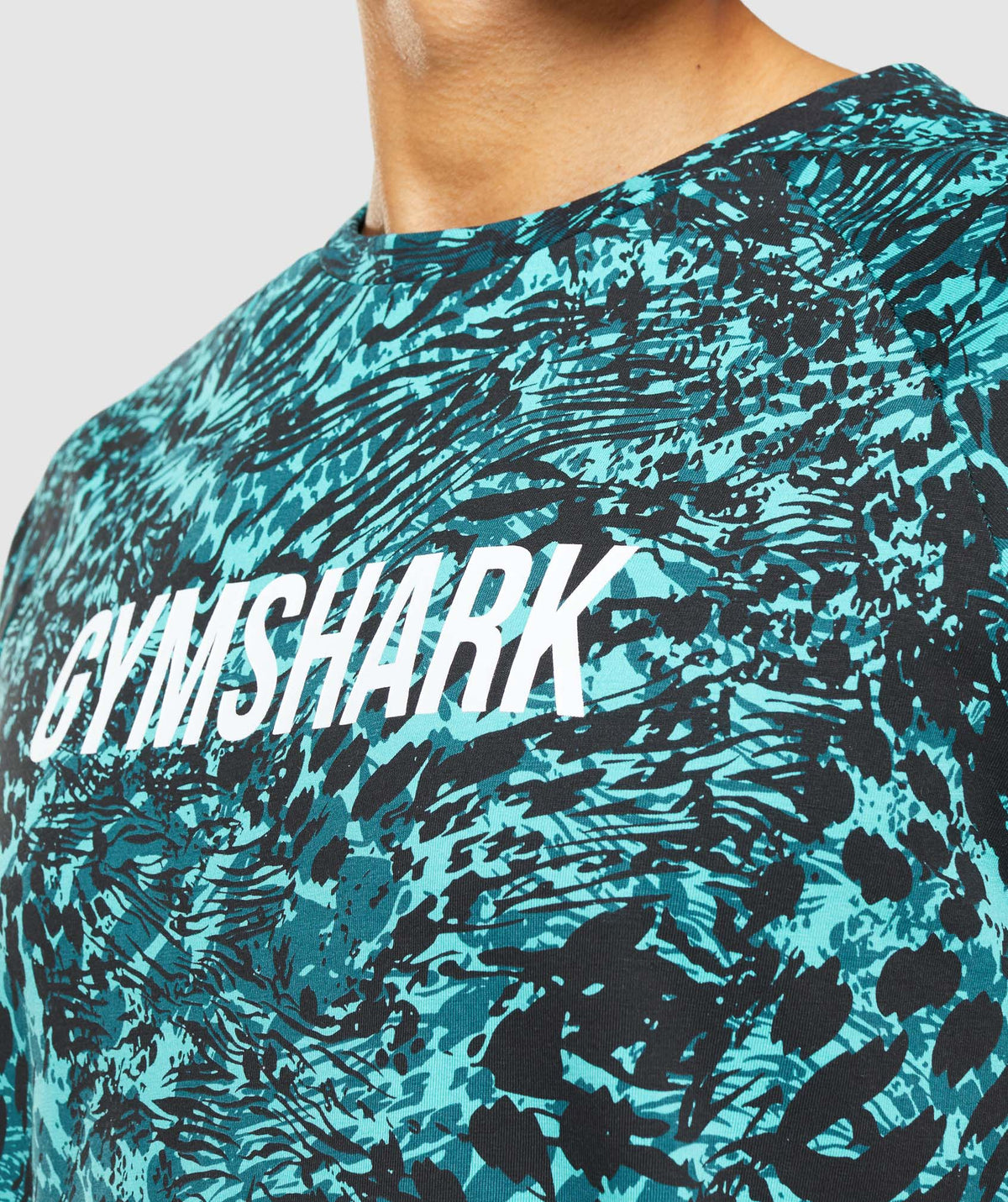 GYMSHARK ANIMAL PRINT INFILL BLUE MARŠKINĖLIAI