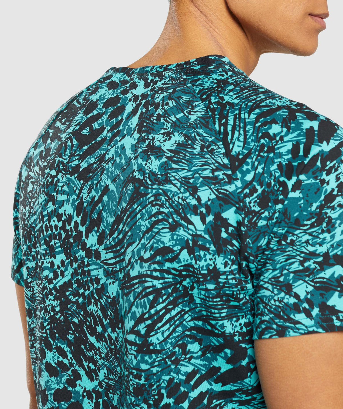 GYMSHARK ANIMAL PRINT INFILL BLUE MARŠKINĖLIAI