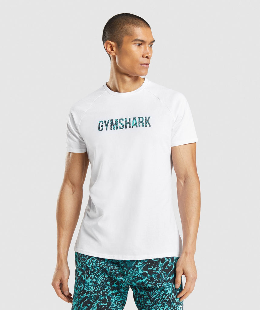 GYMSHARK ANIMAL PRINT INFILL WHITE/MIX MARŠKINĖLIAI