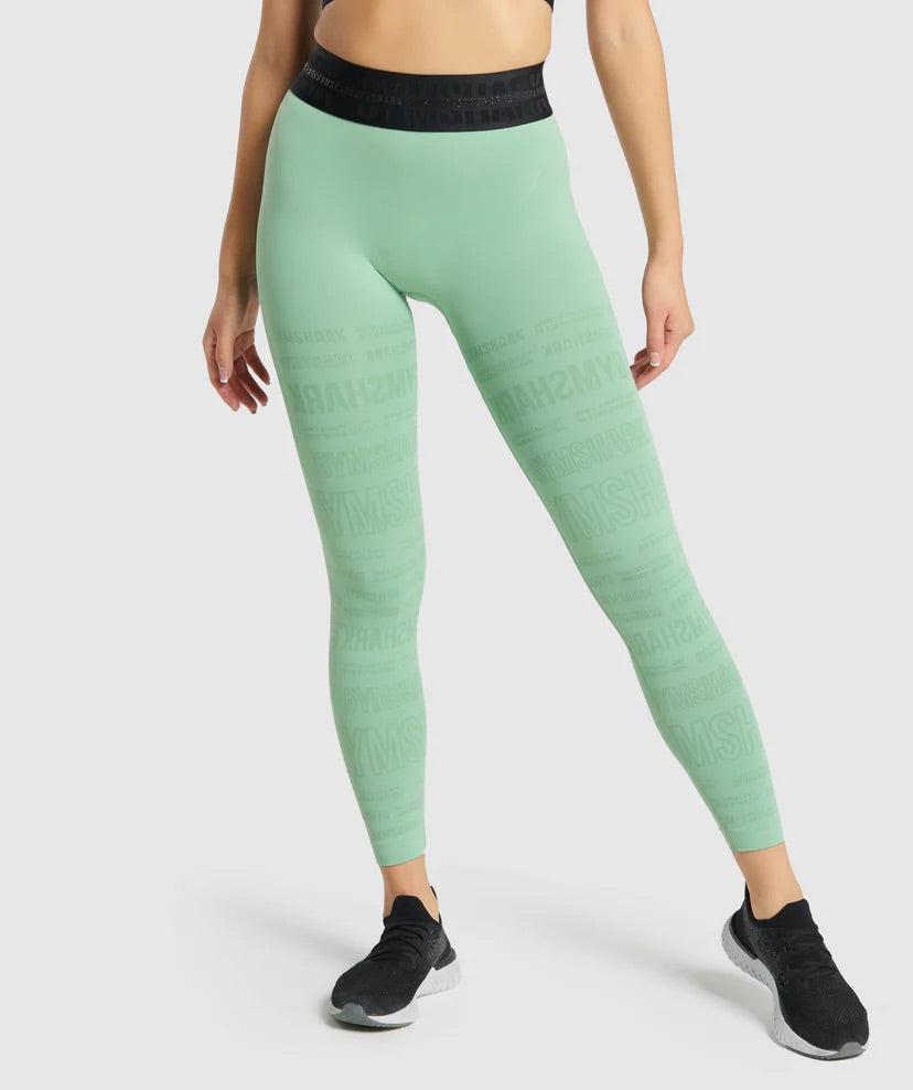 GYMSHARK VISION LEGGINGS GREEN TAMPRĖS