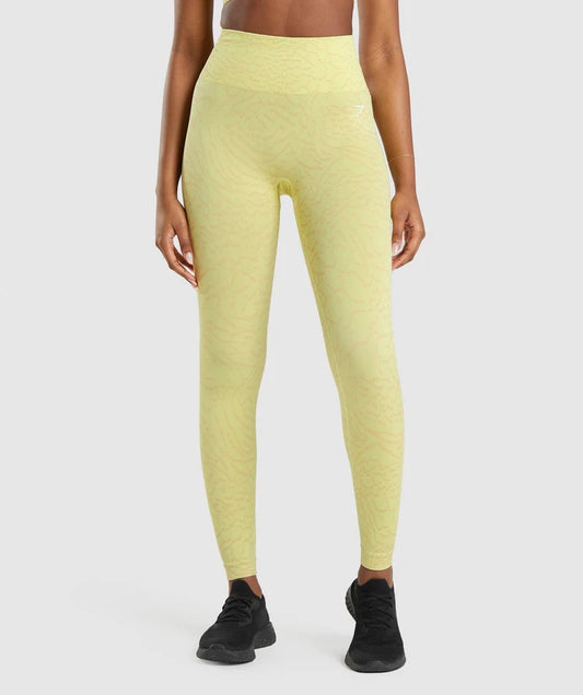 GYMSHARK ADAPT ANIMAL SEAMLESS FIREFLY YELLOW LEGGINGS TAMPRĖS