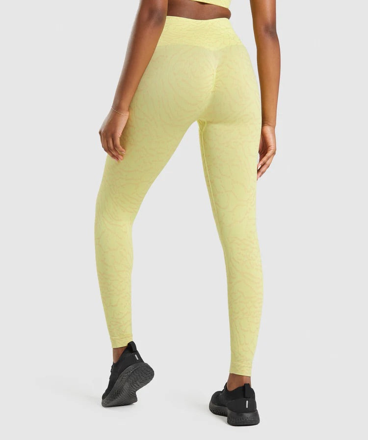 GYMSHARK ADAPT ANIMAL SEAMLESS FIREFLY YELLOW LEGGINGS TAMPRĖS