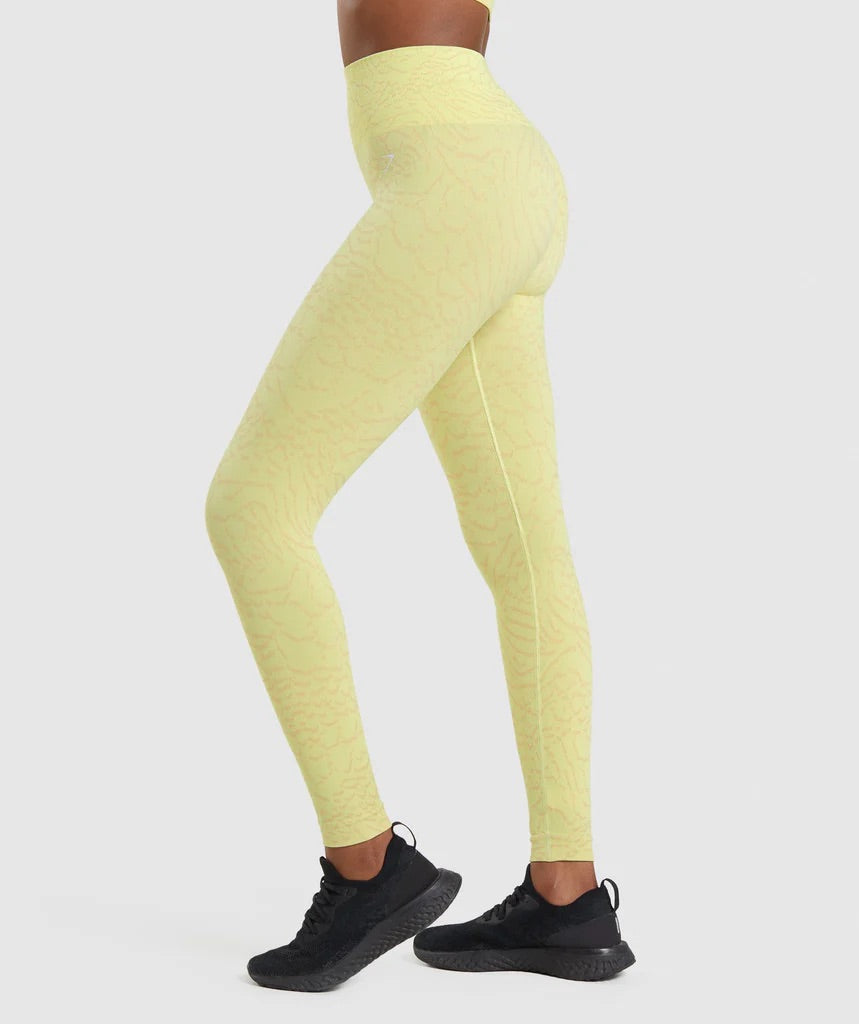 GYMSHARK ADAPT ANIMAL SEAMLESS FIREFLY YELLOW LEGGINGS TAMPRĖS