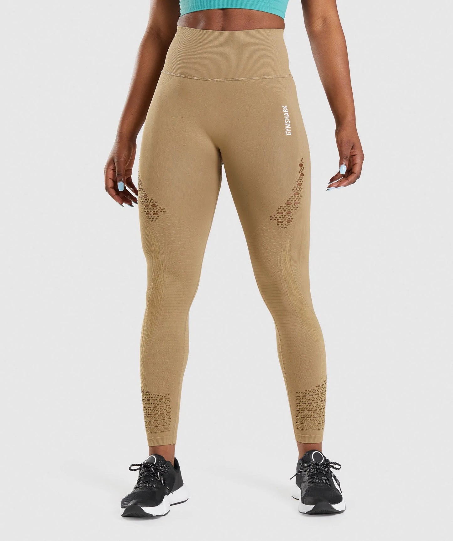 GYMSHARK ENERGY SEAMLESS BISCOTTI BROWN LEGGINGS TAMPRĖS