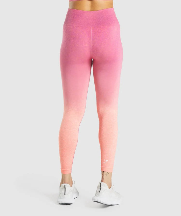 GYMSHARK ADAPT OMBRE SEAMLESS ORANGE MARL/PINK LEGGINGS TAMPRĖS