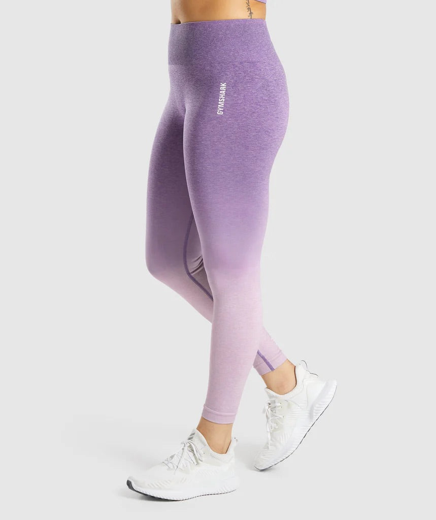 GYMSHARK ADAPT OMBRE SEAMLESS LIGHT PURPLE MARL/PURPLE LEGGINGS TAMPRĖS