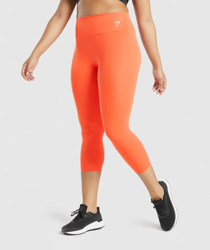 GYMSHARK TRAINING CROPPED ORANGE LEGGINGS TAMPRĖS