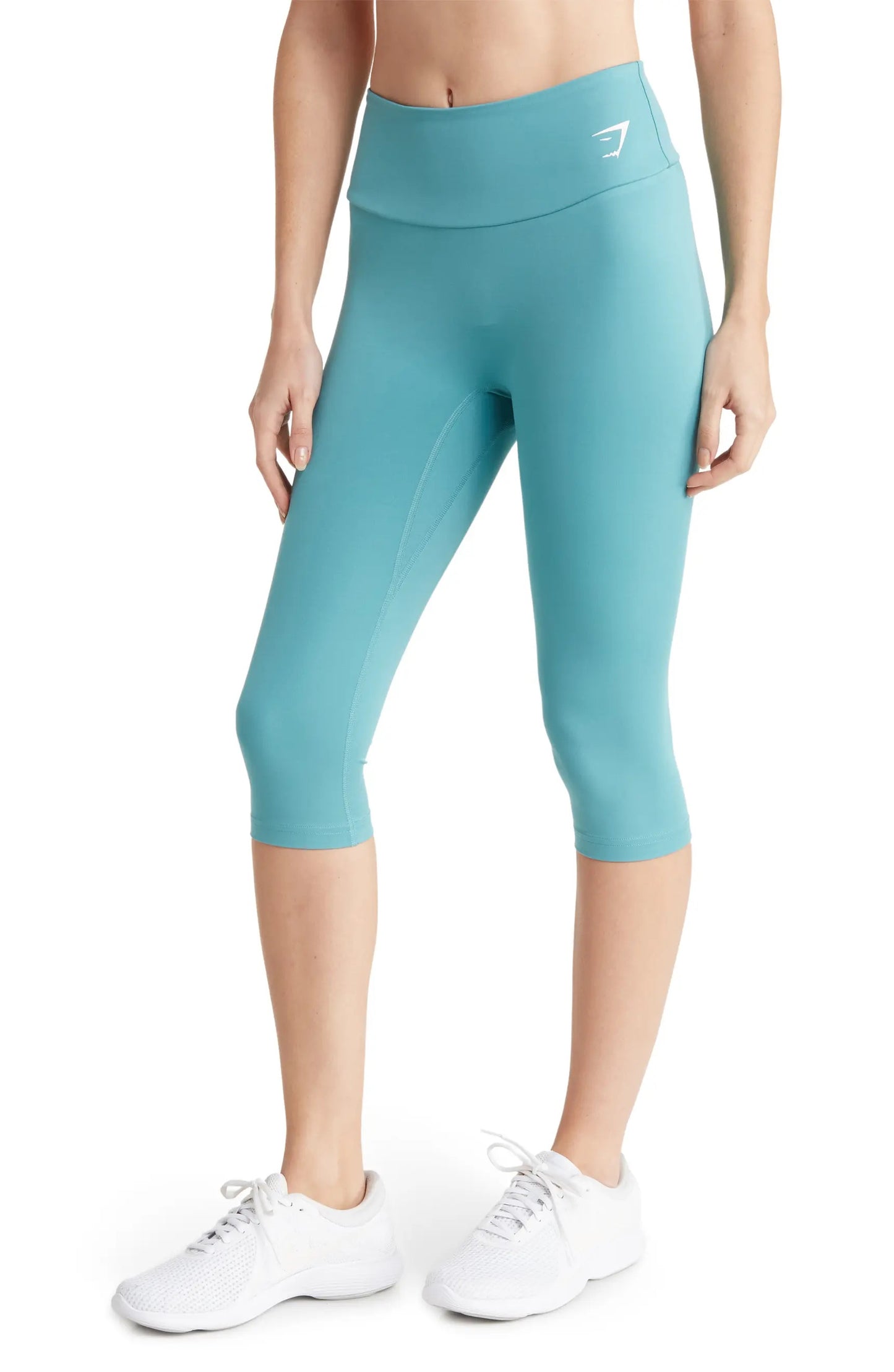 GYMSHARK TRAINING CROPPED FAUNA TEAL LEGGINGS TAMPRĖS