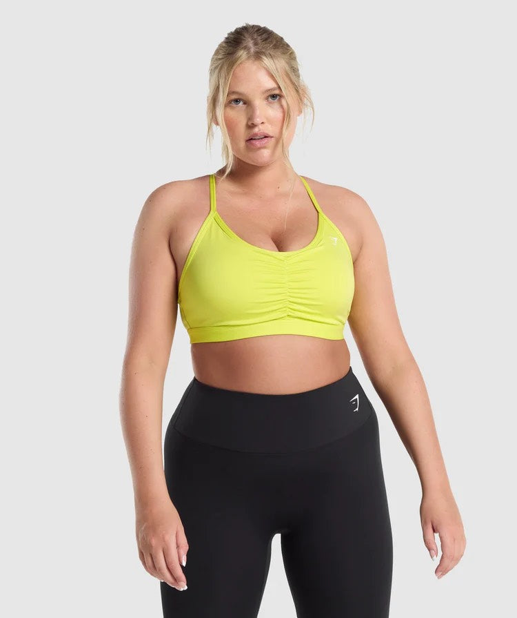 GYMSHARK RUCHED YELLOW NEON GREEN LIEMENĖLĖ