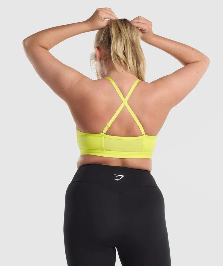 GYMSHARK RUCHED YELLOW NEON GREEN LIEMENĖLĖ