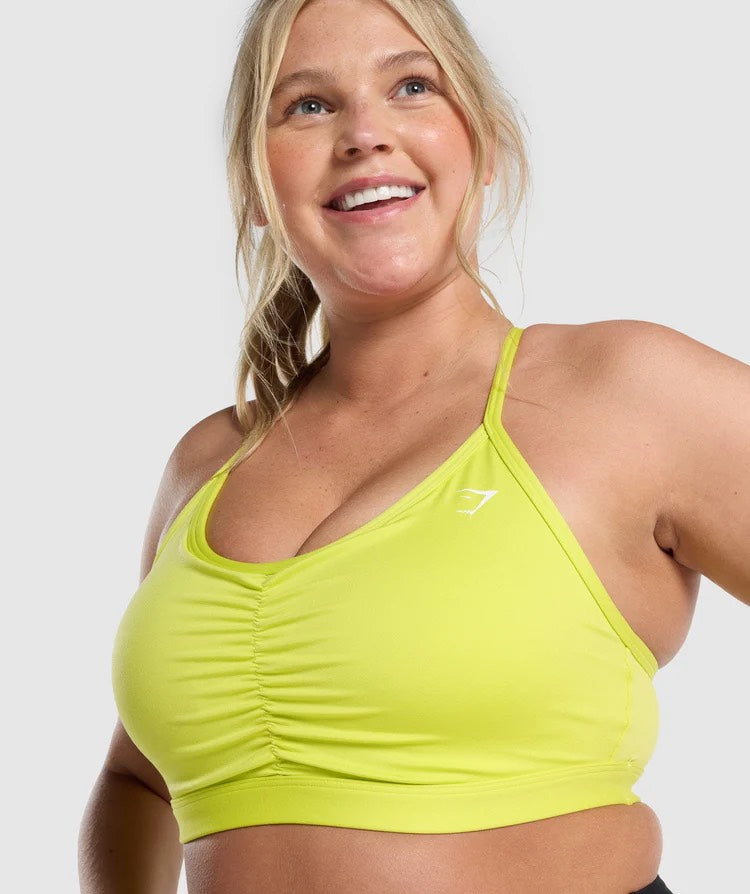 GYMSHARK RUCHED YELLOW NEON GREEN LIEMENĖLĖ