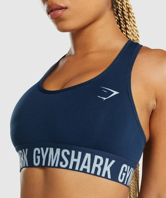 Gymshark Womens WTFLEX Seamless Asymmetric Strappy Sports Bra Blue Size XS