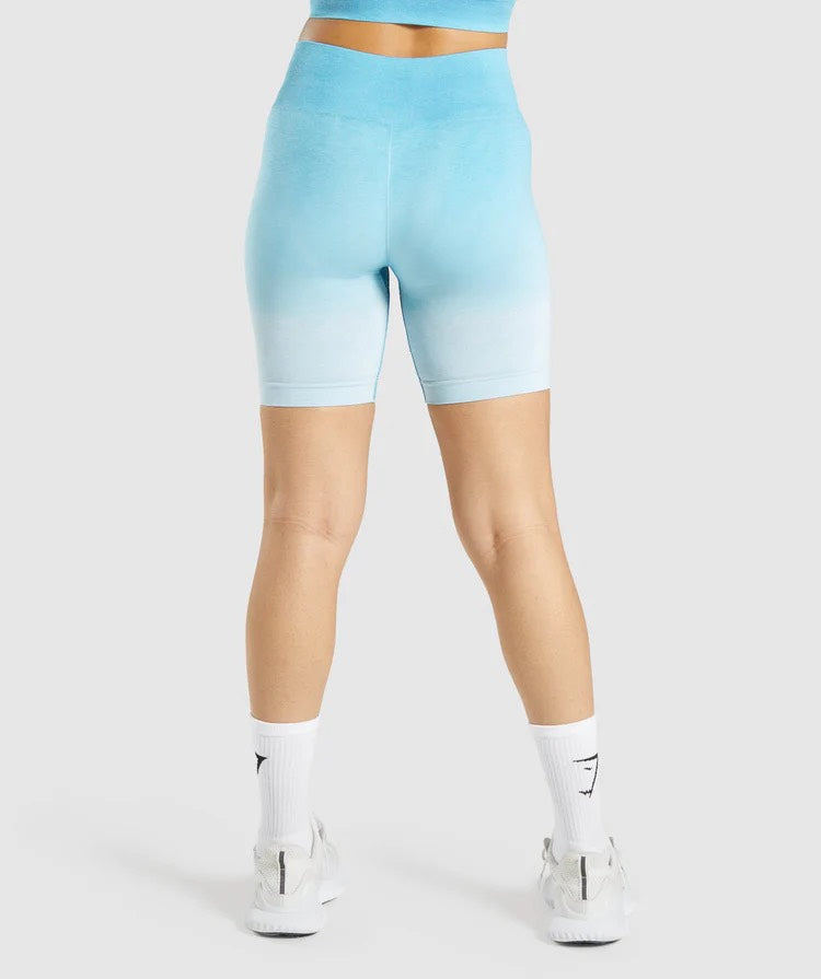 GYMSHARK ADAPT OMBRE SEAMLESS BLUE & WHITE ŠORTAI