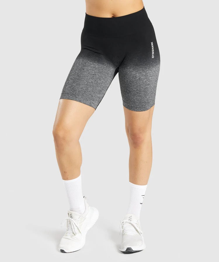 GYMSHARK ADAPT OMBRE SEAMLESS GREY & BLACK ŠORTAI